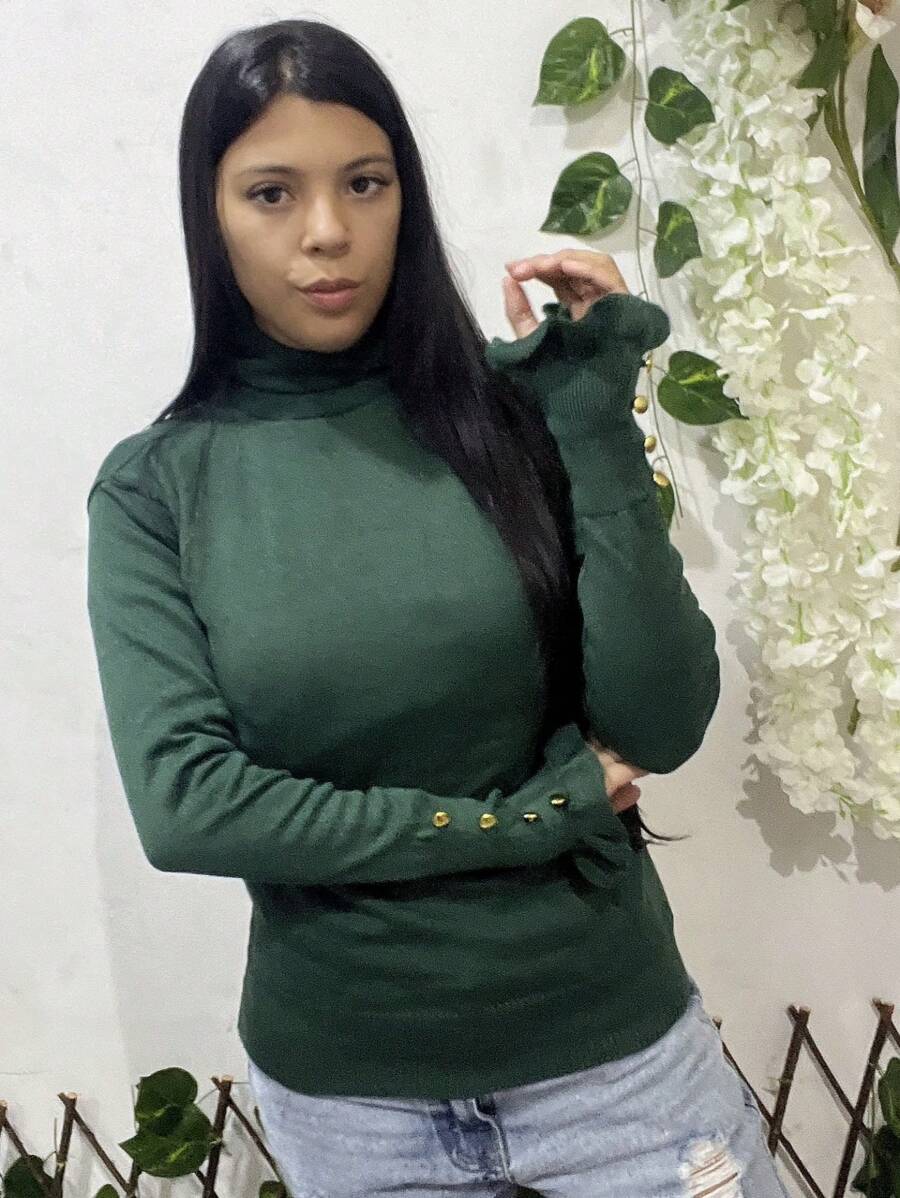 Women Knit Tops - 軍綠色 - 查看 1