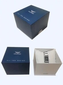 OUPAI 1入女士方形錶盤鎢鋼和不銹鋼錶，藍寶石鏡面，休閒優雅的瑞士石英運動，適合日常聚會 - 黑色 - 查看 5