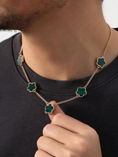 1 st Fashionabla Lucky Four Leaf Clover hängehalsband för män - perfekt för datum och presenter Alla hjärtans dag, mamma, mor, mors dag, present