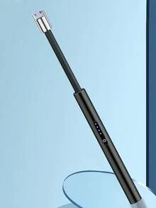 1pc Black 360-Degree Soft Pipe Type-C Charging Port Metal Hose Long Endurance Arc Lighter With Usb Rechargeable Battery - Black - View 1