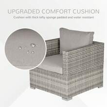 Outsunny Single Seater Rattan Chair Sofa With Padded Cushions, All-Weather PE Wicker Weave Garden Armchair With Armrests - Grey - View 4