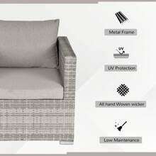 Outsunny Single Seater Rattan Chair Sofa With Padded Cushions, All-Weather PE Wicker Weave Garden Armchair With Armrests - Grey - View 3
