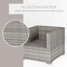 Outsunny Single Seater Rattan Chair Sofa With Padded Cushions, All-Weather PE Wicker Weave Garden Armchair With Armrests - Grey - View 6