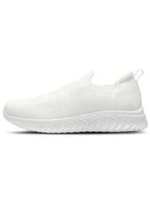 STQ Womens Slip On Trainers Causal Comfortable Shoes With Arch Support - Blanco - Ver 5