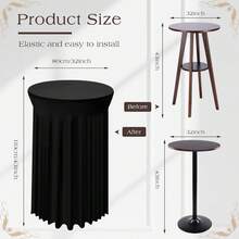 1 PC Cocktail Table Skirt, Black Spandex Table Covers For Highboy Table, Cocktail Table Tablecloth For High Top Party Table, Wedding, Party, Banquet - Black - View 3