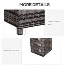 Outsunny Outdoor PE Rattan Coffee Table, Rectangular Garden Tea Table W/ Tempered Glass Top - Grey - View 4