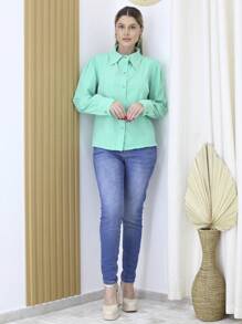 Women Blouses - Màu xanh Bạc hà - Xem 3