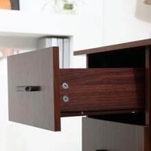 HOMCOM 120cm Computer Desk, Writing Table, PC Workstation With 3 Storage Shelves And Drawers - Brown - View 10