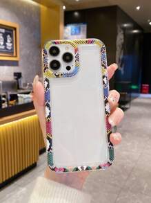 1pc Fashionable Thickened Transparent Tpu Phone Case With Colored Drawing Pattern, Shockproof, Compatible With Iphone - Multicolor - View 3