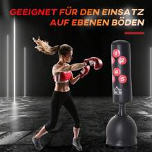 HOMCOM Boxsack Stehend 165cm Erwachsene Freistehender Heavy Duty Standboxsack mit Saugnapf-Basis Boxpartner Boxing Trainer Geeignet für Profis und Anfänger Schwarz - Schwarz - Übersicht 8