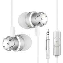 入耳式耳機,turbo 重低音帶麥克風線控耳機,3.5mm接口耳機 - 白色 - 查看 1