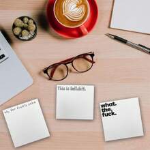 Felinco 4pcs Fun Sticky Notes Set, 3*3inch Interesting Memo Pad, Novelty Prank Sticky Notes Notebook, Stylish Rude Memo Pad Gift For Office Desk Accessories, Funny Gifts For Friends And Colleagues (50 Sheets/Pad) Back To School - White - View 3