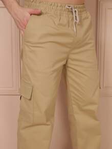 Men Pants - 駝色 - 查看 6