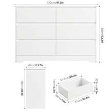 Bedroom Chest Of Drawers, White Bedroom Chest Of Drawers, Chest Of Drawers With Six Drawers, White Chest Of Drawers For Adults, Storage Cabinet, Modern, Wood, 120 X 40 X 82 Cm - White - View 6