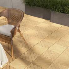 Outsunny 9 Pcs Wooden Interlocking Decking Tiles, 30 X 30 Cm Anti-Slip Outdoor Flooring Tiles, 0.81㎡ Per Pack, All Weather Use For Patio, Balcony, Terrace, Hot Tub, Yellow - one-size - View 8