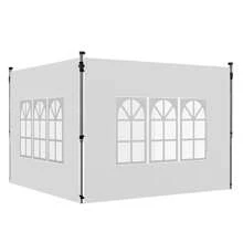 Outsunny Gazebo Side Panels With Window For 3x3(M) Or 3x4m Pop Up Gazebo, 2 Pack Sides Replacement - White - View 2