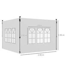 Outsunny Gazebo Side Panels With Window For 3x3(M) Or 3x4m Pop Up Gazebo, 2 Pack Sides Replacement - White - View 3