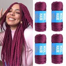 Knitted Hair Yarn For Braids 100% Knitted Hair Acrylic Yarn For African Braids/Spring Twist/Faux Locs/Wraps With Crochet Hook - Red Violet - View 1