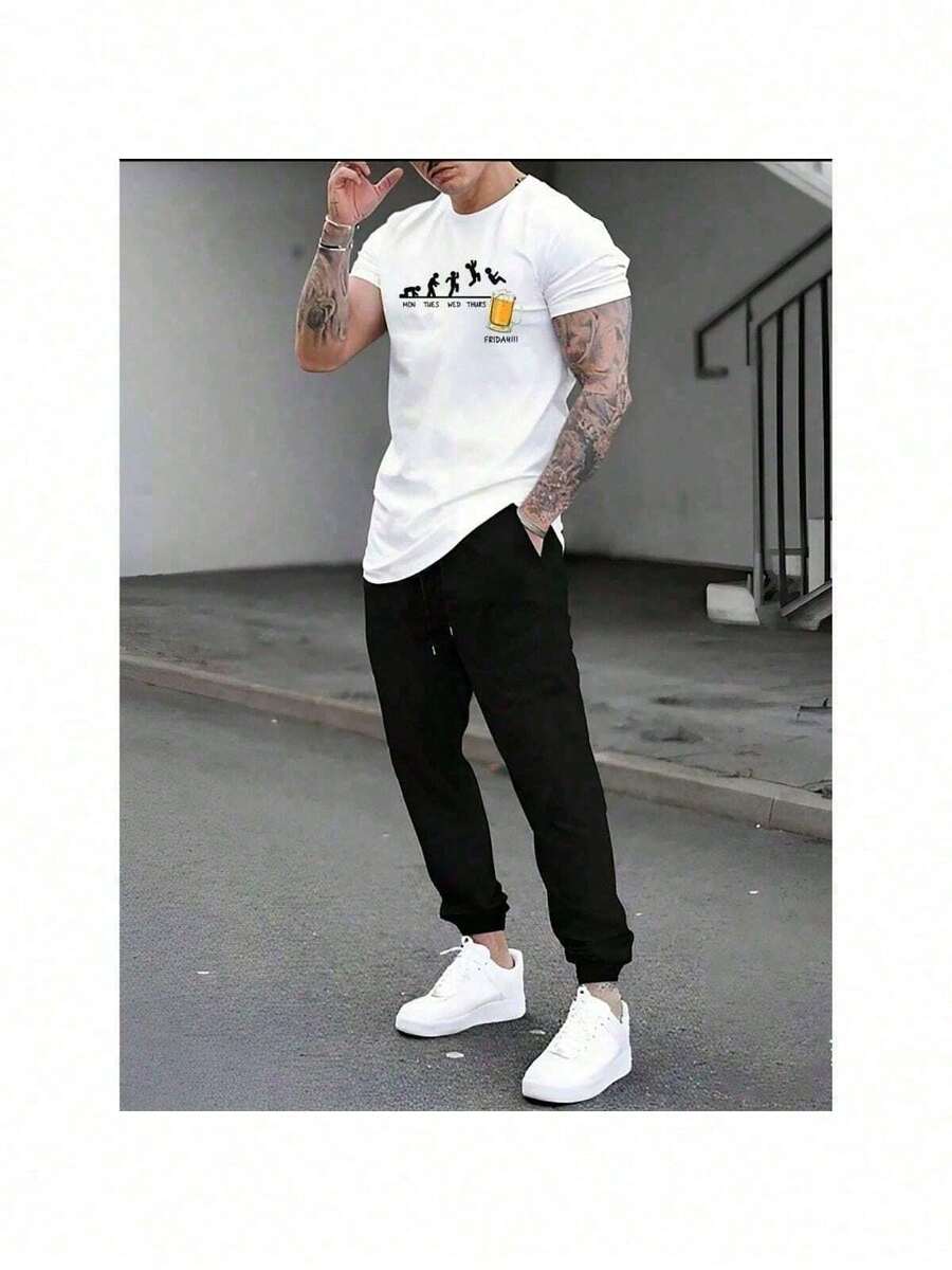 Men T-Shirt Co-Ords - trắng - Xem 1