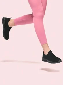 STQ Womens Slip On Trainers Causal Comfortable Shoes With Arch Support - Todo negro - Ver 4