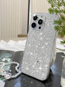 2000 年代时尚手机壳带卡夹银色 Y2k One Galaxy 闪光手机壳带三个心形吊坠和链条适用于 Apple 和 Android 手机适用于女性防水防震防摔防刮 - 白色 - 查看 4