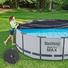 Cubierta para Alberca Circular Funda Para Piscina de PVC Cobertor para Alberca Negro 3.70 mts - Negro - Ver 1