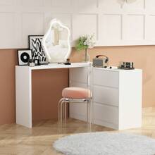 Modern Corner Makeup Vanity Table With 6 Spacious Drawers, 51" Vanity Desk Dressing Table Computer Desk For Bedroom
