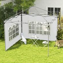 Outsunny Gazebo Side Panels With Window For 3x3(M) Or 3x4m Pop Up Gazebo, 2 Pack Sides Replacement - White - View 1