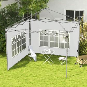 Outsunny Gazebo Side Panels With Window For 3x3(M) Or 3x4m Pop Up Gazebo, 2 Pack Sides Replacement