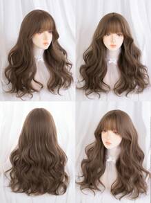 件 22 吋長合成耐熱捲曲棕色假髮，由纖維製成，適合日常使用，自然逼真的假髮 - 棕色 - 查看 11