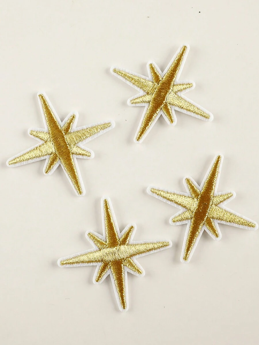 4pcs Ngôi sao Miếng vá thêu Đối với Trang trí DIY Của Quần áo , Mũ , Túi , Giày dép , Ốp lưng điện thoại , Sắt-Bật Đính đá Đối với Quần áo Phụ kiện may vá - Vàng - Xem 1