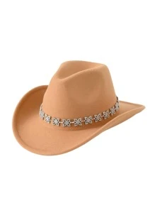 1頂[牛仔帽]女士牛仔帽,時尚金屬和鑽石裝飾,西部風格手工鏈條綴飾男女通用,適用於表演和派對 - 彩色 - 查看 22