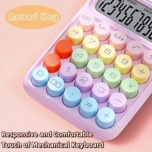 New 12-Digit Large-Key Flexible Keyboard Student Calculator Goddess Style Candy-Colored Office Use Financial Accounting - Blue - View 8