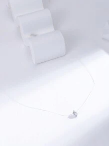 ELSEDES 1pc Handmade S925 Sterling Silver Sparkling Gemstone Transparent Circle Pendant Necklace, Highlighting Personalized Fashion, Quality Jewelry Suitable For Women's Daily, Party And Date Outfit - Silver - View 4