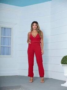 Women Jumpsuits - Màu Đỏ Sâu - Xem 2