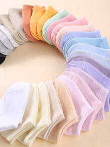 15 Pairs/Set Of Random Color Baby Socks And Toddler Neutral Boat Socks Combination Comfortable And Breathable Nude Socks - Multicolor - View 3