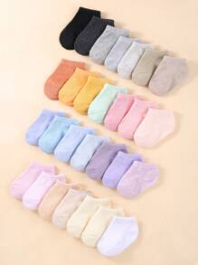 15 Pairs/Set Of Random Color Baby Socks And Toddler Neutral Boat Socks Combination Comfortable And Breathable Nude Socks - Multicolor - View 2