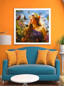 2入組不帶框家庭裝飾畫布牆藝,書房卡通女孩、極簡主義宣傳海報、動物主題老虎、牛或馬設計,40cmx40cm - HB1933-2063 - 查看 4