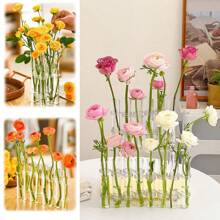 6 Tubes/8 Tubes Creative Foldable Vase Set With Hinge Design Including Hook And Brush,DIY Glass Test Tube Plant Terrarium Flower Pots Desktop Plant Terrarium For Hydroponic Plants Home Garden Wedding Decoration Gifts Birthday Graduation