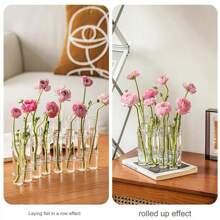 6 Tubes/8 Tubes Creative Foldable Vase Set With Hinge Design Including Hook And Brush,DIY Glass Test Tube Plant Terrarium Flower Pots Desktop Plant Terrarium For Hydroponic Plants Home Garden Wedding Decoration Gifts Birthday Graduation