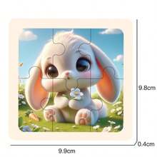 [8 Sheets/Box Animal Design 6 Pieces Wooden Children's Puzzle Set] Cartoon 3d Puzzle Early Education Cognition Toy For Babies Aged 0-3 - Pink - View 3