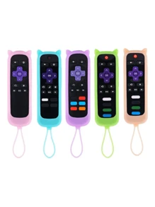 Silicone Remote Control Cover For Roku TV Remote/Roku Simple Remote/Roku Voice Remote (Not With Headphone Jack) For School,Office,Household,Travel,Bag,Organizer,Storage