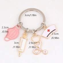 1pc Doctor Keychain Syringe Stethoscope Mask Keychain Medical Gift Perfect Gift For Doctors Nurses And Medical Students Fashionable Metal Bag Pendant Fashionable Item Graduation Gift Event Souvenir With A Total Of 4 Colors To Choose From Safety Pins