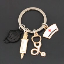 1pc Doctor Keychain Syringe Stethoscope Mask Keychain Medical Gift Perfect Gift For Doctors Nurses And Medical Students Fashionable Metal Bag Pendant Fashionable Item Graduation Gift Event Souvenir With A Total Of 4 Colors To Choose From Safety Pins
