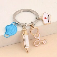 1pc Doctor Keychain Syringe Stethoscope Mask Keychain Medical Gift Perfect Gift For Doctors Nurses And Medical Students Fashionable Metal Bag Pendant Fashionable Item Graduation Gift Event Souvenir With A Total Of 4 Colors To Choose From Safety Pins