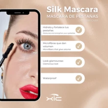 Tratamiento en Suero para Crecimiento de Pestañas y Cejas más Mascara de Pestañas Waterproof que Contiene Microfibras para Pestañas 4D, más Largas y Voluminosas. XiC Duo Silk - Dorado - Ver 6