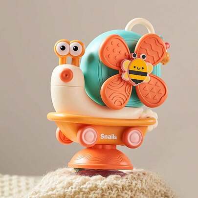 A 5-In-1 Multi-Functional Baby Rotating Toy, Including Snail Windmill Bath Toy, Table Suction Cup Toy, Inertial Car Toy, Suitable For Comforting Baby's Emotions And Increasing Fun Of Bathing And Eating; Baby Educational Toy