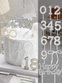 Decoraciones De Pastel De Cumpleaños De 18 Años Para Chicas Con Diamantes De Plata Y Topper De Pastel, Cubiertas Para Cupcakes Con Arco De Perlas Y Toppers Para Cupcakes Con Número 18 De Perla, Para Fiesta De Cumpleaños De Chicas, Regalo Y Decoración De Pasteles De Postre - 18 - Ver 4