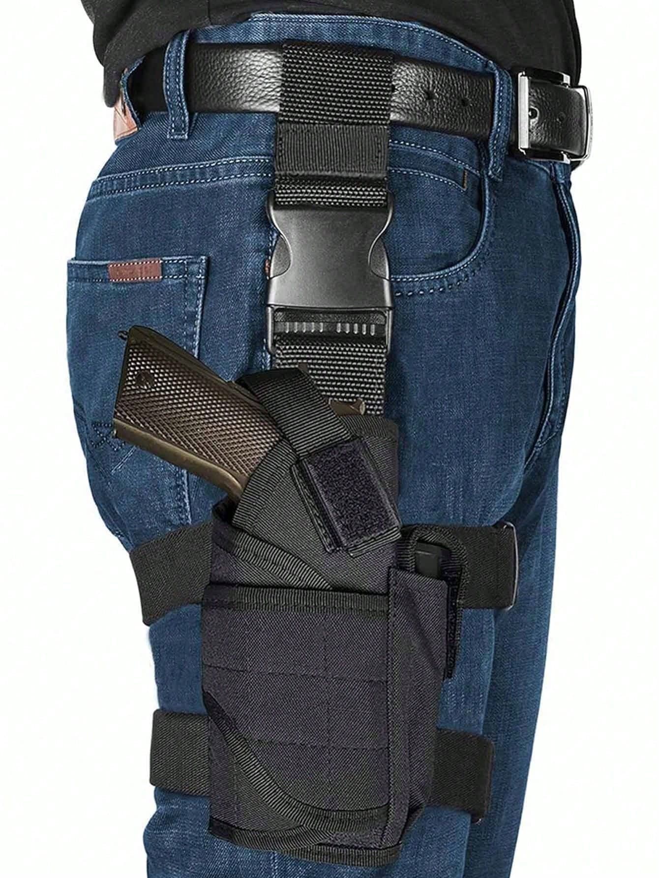 1 pieza Funda para pierna de mano derecha, funda para pierna multifuncional de extracción rápida, estuches para funda de pierna negra de mano derecha, funda de pierna de caída, funda de pistola de muslo, bolso universitario ajustable de mano derecha, bolso lateral multifuncional para papás universitarios, esencial de viaje, esencial de vacaciones, bolso de cinturón escolar, bolso de cintura, suministros escolares de primavera - Negro - Ver 1