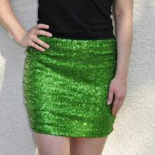 Short Green Sequin Skirt - Multicolor - View 4